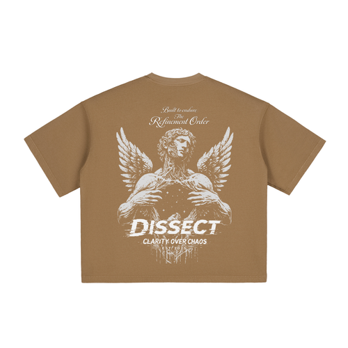 Dissect Clothing Vintage Washed Boxy T-Shirt Brown in premium cotton with structured boxy fit, soft washed finish, clean detailing, and minimalist design.