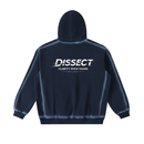 Dissect Clothing Sunfaded Edge Fleece Hoodie Blue crafted from premium fleece with structured relaxed fit, sunfaded texture, clean detailing, and minimalist finish.
