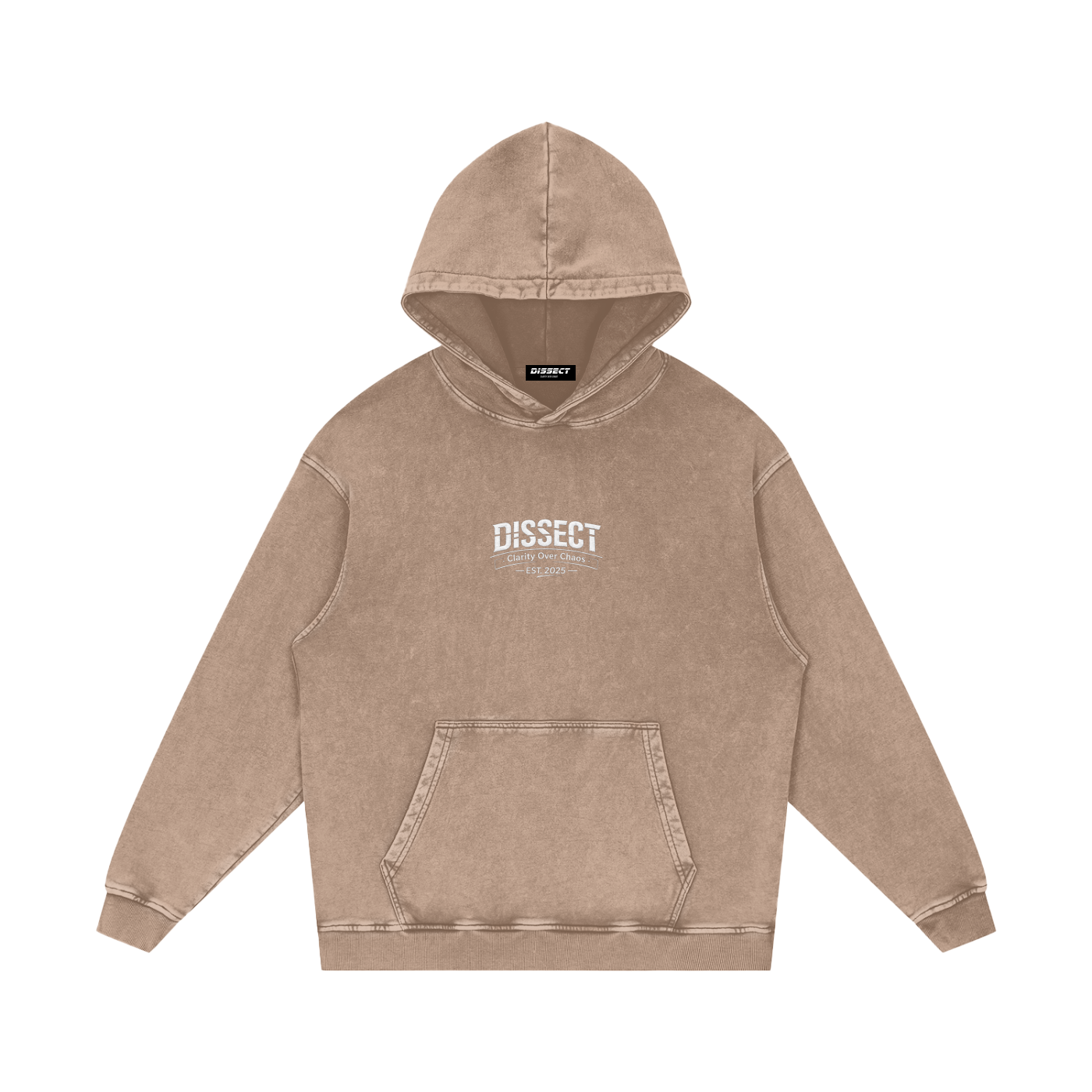 DISSECT SNOW WASHED LOOSE COTTON HOODIE SAND