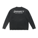Dissect Clothing Vintage Washed Hand-frayed Sweater Black crafted from premium heavyweight fabric with a soft washed finish, hand-frayed detailing, structured fit, and minimalist aesthetic.