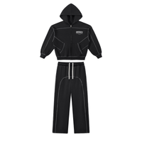 DISSECT CONTRAST STITCHED BOXY BLACK TRACKSUIT