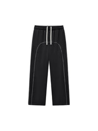 DISSECT CONTRAST STITCHED FLEECE SWEATPANTS BLACK