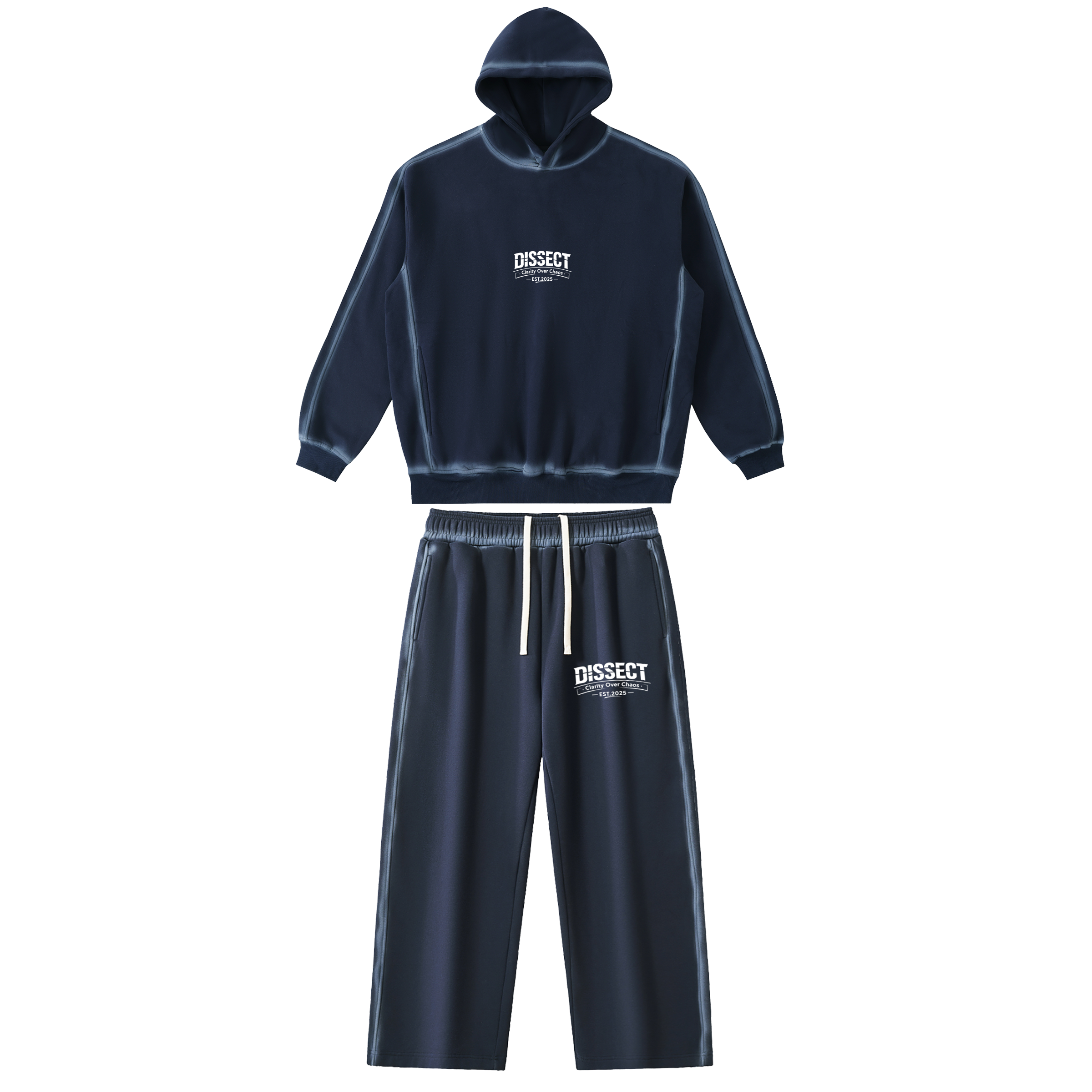 DISSECT SUNFADED EDGE FLEECE BLUE TRACKSUIT