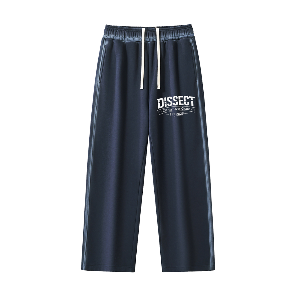 Dissect Clothing Sunfaded Edge Fleece Sweatpants Blue crafted from premium fleece with relaxed structured fit, sunfaded detailing, clean finish, and modern minimalist design.