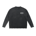 Dissect Clothing Vintage Washed Hand-frayed Sweater Black crafted from premium heavyweight fabric with a soft washed finish, hand-frayed detailing, structured fit, and minimalist aesthetic.