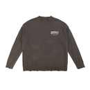 Dissect Clothing Vintage Washed Hand-frayed Sweater Gray in premium heavyweight fabric with soft washed finish, hand-frayed edges, structured fit, and minimalist design.