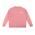 Dissect Clothing Vintage Washed Hand-frayed Sweater Pink featuring premium heavyweight fabric, soft washed finish, hand-frayed detailing, and a refined structured fit.