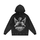 Dissect Clothing Snow Washed Loose Cotton Hoodie Black crafted from premium cotton with relaxed loose fit, soft snow-washed finish, minimalist detailing, and modern silhouette.