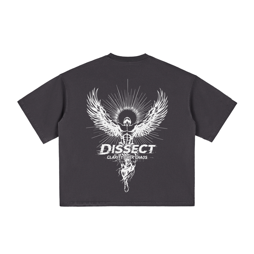Dissect Vintage Washed Boxy Refined T-Shirt Black by Dissect Clothing featuring a structured boxy fit, vintage washed black fabric, refined finish, premium cotton construction, and clean minimalist design.