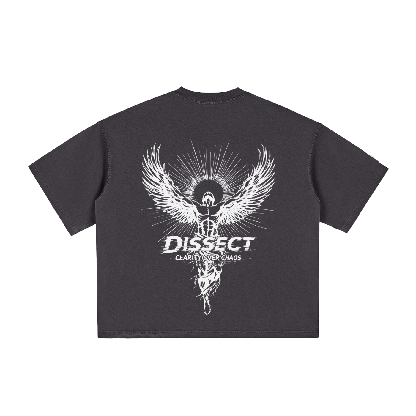 Dissect Vintage Washed Boxy Refined T-Shirt Black by Dissect Clothing featuring a structured boxy fit, vintage washed black fabric, refined finish, premium cotton construction, and clean minimalist design.