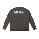 Dissect Clothing Vintage Washed Hand-frayed Sweater Gray in premium heavyweight fabric with soft washed finish, hand-frayed edges, structured fit, and minimalist design.