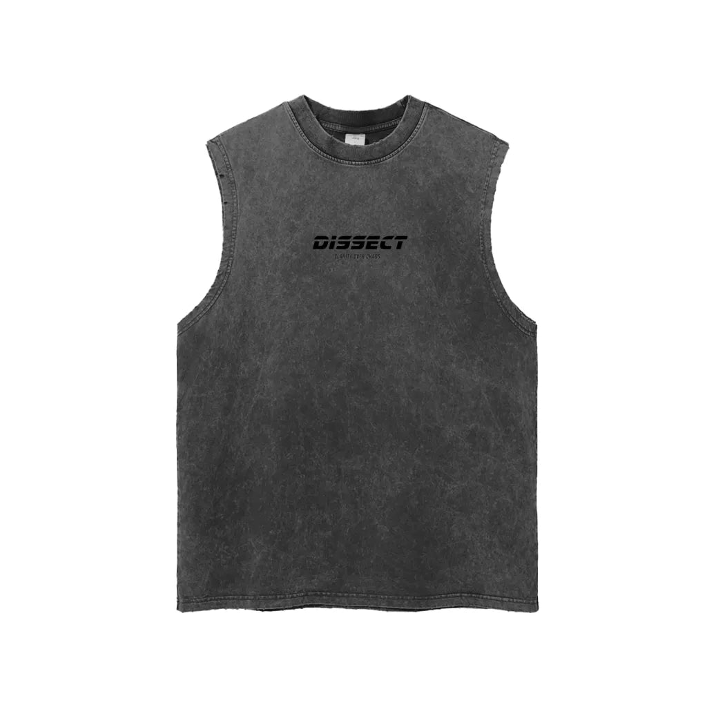 SNOW WASHED DISSECT TANK TOP BLACK