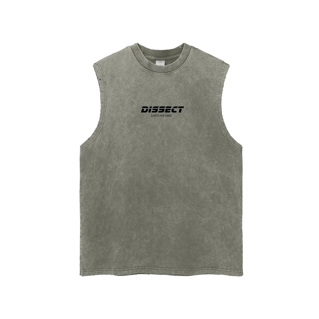 SNOW WASHED DISSECT TANK TOP GREEN BLACK