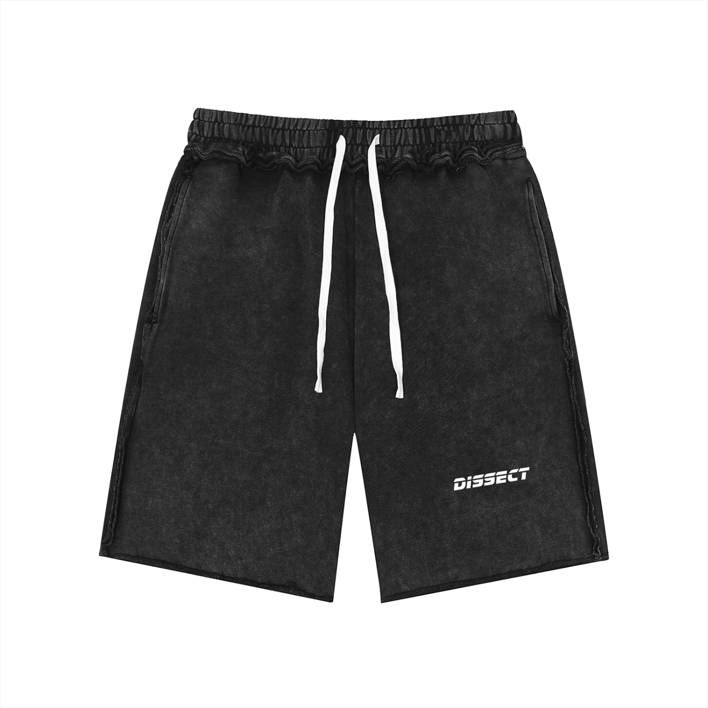 MINERAL WASH RAW EDGE DISSECT SHORTS BLACK